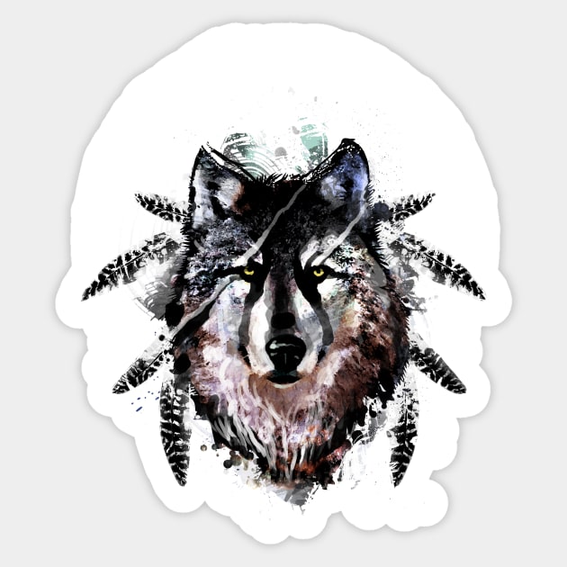 Watercolor Wolf Sticker by underheaven